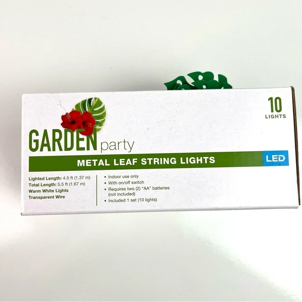 Garden Party Leaf LED String Light Set 5.5 feet Indoor Decorative Lights New